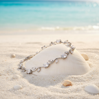 Bracelet argenté blanc sur coquillage
