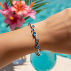 Bracelet bleu argent - bronzé naturel