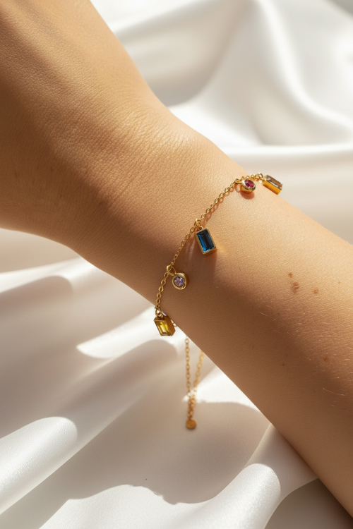 Bracelet charms colorés - soie blanche