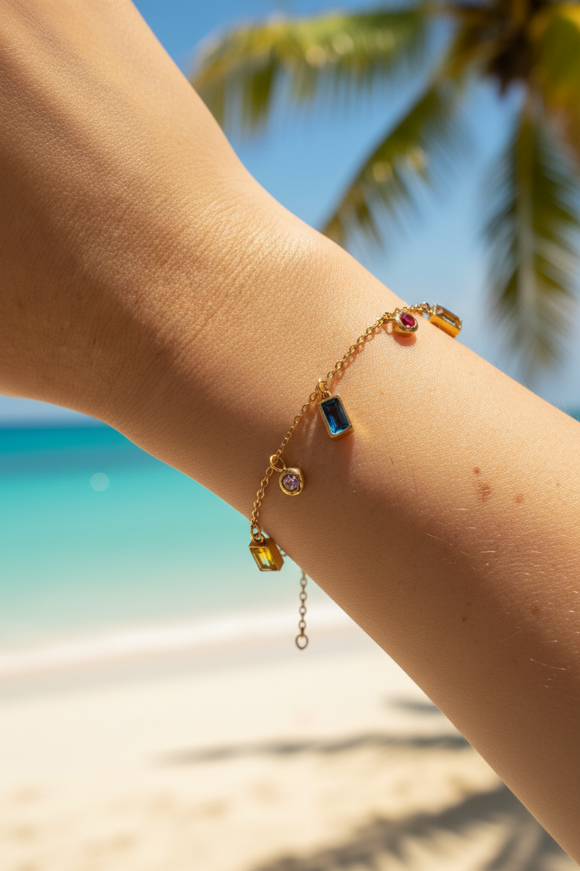 Bracelet charms fond mer flou