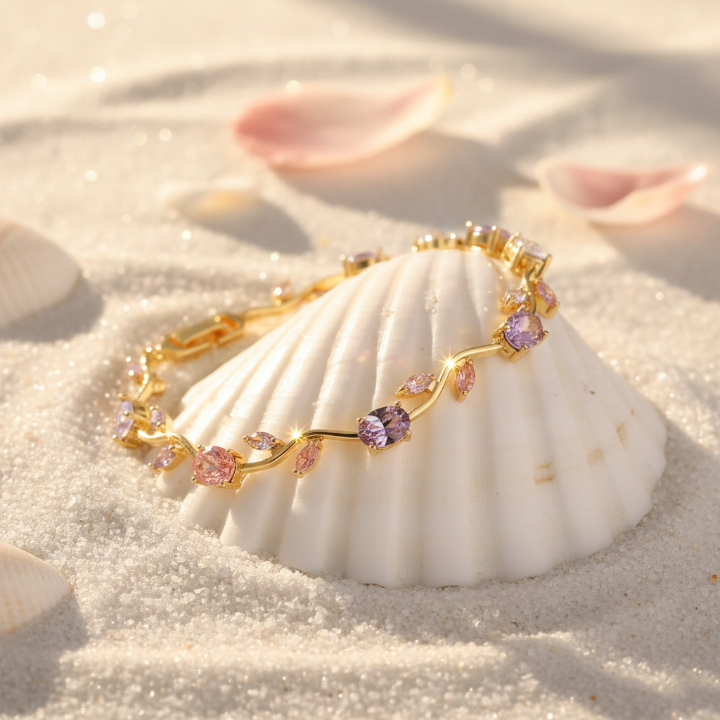 Bracelet couleur or sur coquillage