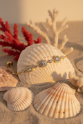 Bracelet doré cristaux coquillages