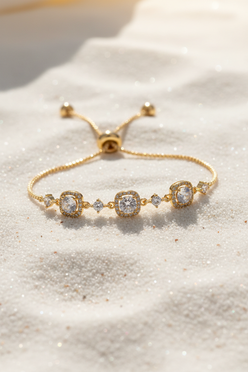 Bracelet doré cristaux sable blanc