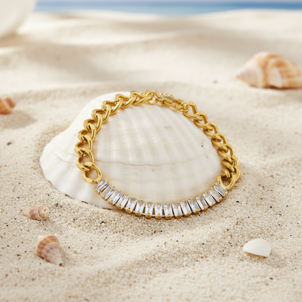 Bracelet gourmette sur coquillage
