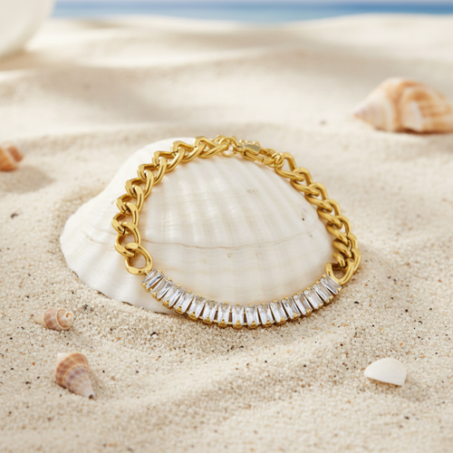 Bracelet gourmette sur coquillage