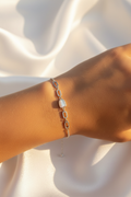 Bracelet moonstone blanc - soie blanche