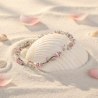Bracelet rose argenté sur coquillage