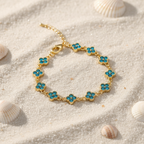 Bracelet trèfles turquoise sur sable