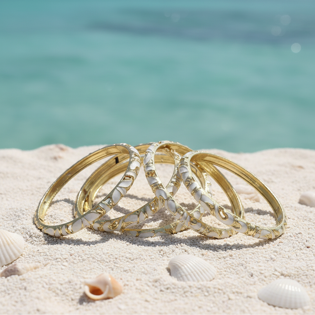 Bracelets blanc et or - bord de mer