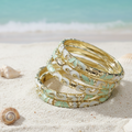 Bracelets vert menthe et or - bord de mer