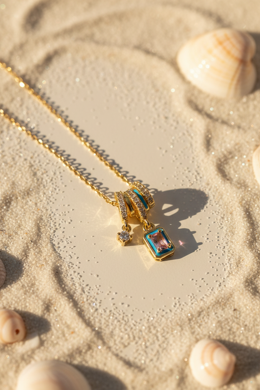 Collier Blue Enamel – Summer Detail